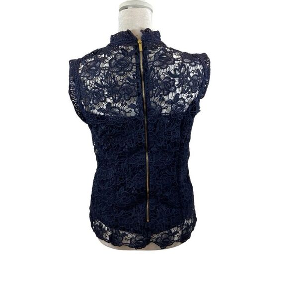 Ladies Nenette Lepore Sleeveless Lace Top Navy Blue Size Small - Picture 10 of 14
